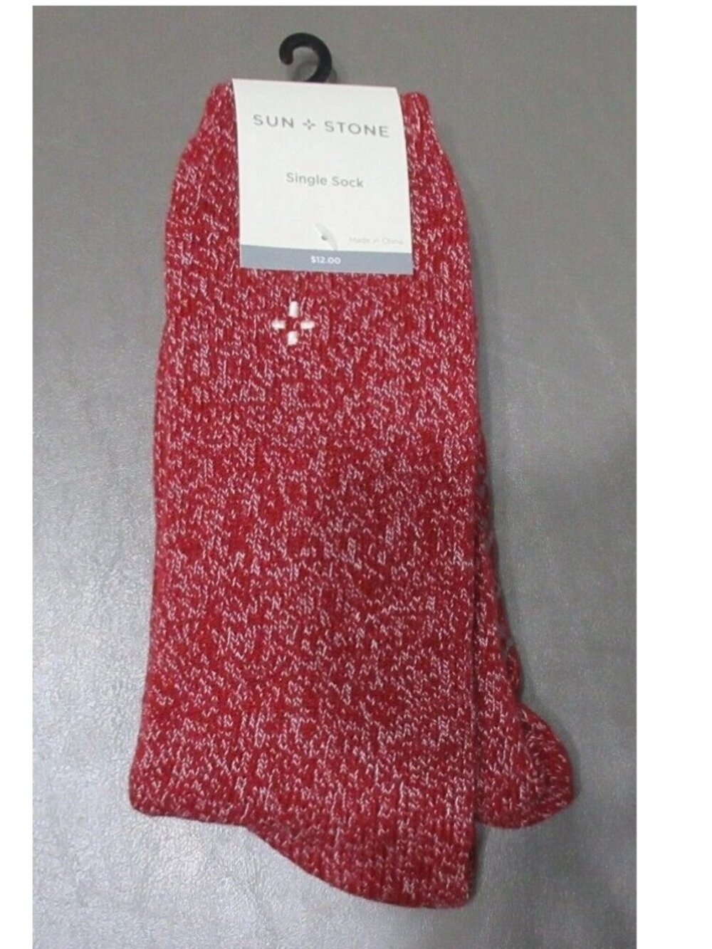 Sun + Stone Men's Soft Gripper Sole Faux-Sherpa Lined Crew Socks, Red, One Size